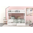 CRO Decor Twin over Twin Wood Bunk Bed with Two Drawers (White)