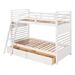 CRO Decor Twin over Twin Wood Bunk Bed with Two Drawers (White)