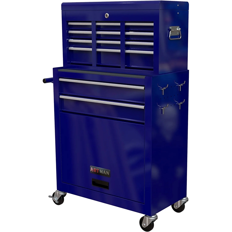CRO Decor High Capacity Tool Chest with Wheels 8 Drawers Tool Storage (Blue)