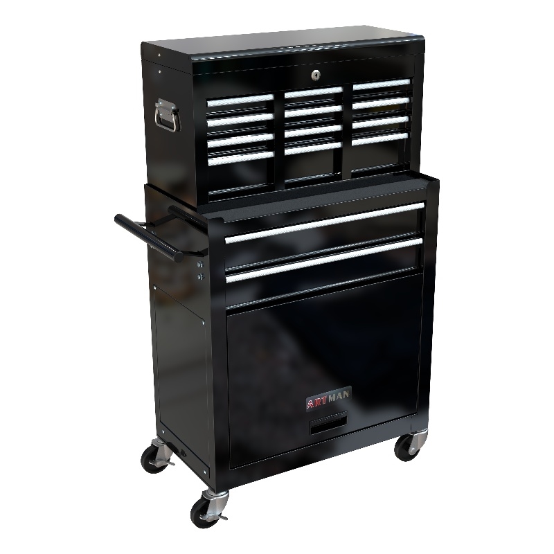 CRO Decor High Capacity Tool Chest with Wheels 8 Drawers Tool Storage (Black)
