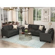 CRO Decor 3 Piece Polyester-blend Sofa Set Upholstered for Living Room (Black)