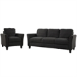 CRO Decor 3 Piece Polyester-blend Sofa Set Upholstered for Living Room (Black)