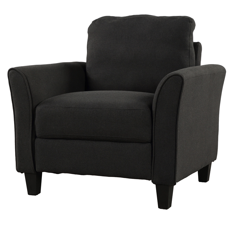 CRO Decor 3 Piece Polyester-blend Sofa Set Upholstered for Living Room (Black)