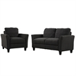 CRO Decor 3 Piece Polyester-blend Sofa Set Upholstered for Living Room (Black)