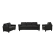 CRO Decor 3 Piece Polyester-blend Sofa Set Upholstered for Living Room (Black)