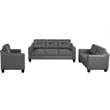CRO Decor 3 Piece Sectional Sofa Linen Living Room Set with Tufted Cushions