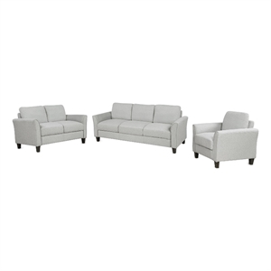 cro decor 3 piece sectional sofa set living room fabric furniture (light gray)