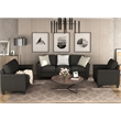 CRO Decor 3 Piece Sectional Sofa Set Living Room Soft Linen Fabric (Black)