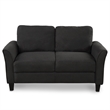 CRO Decor 3 Piece Sectional Sofa Set Living Room Soft Linen Fabric (Black)