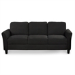 CRO Decor 3 Piece Sectional Sofa Set Living Room Soft Linen Fabric (Black)