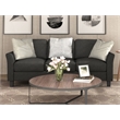 CRO Decor 3 Piece Sectional Sofa Set Living Room Soft Linen Fabric (Black)