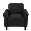 CRO Decor 3 Piece Sectional Sofa Set Living Room Soft Linen Fabric (Black)