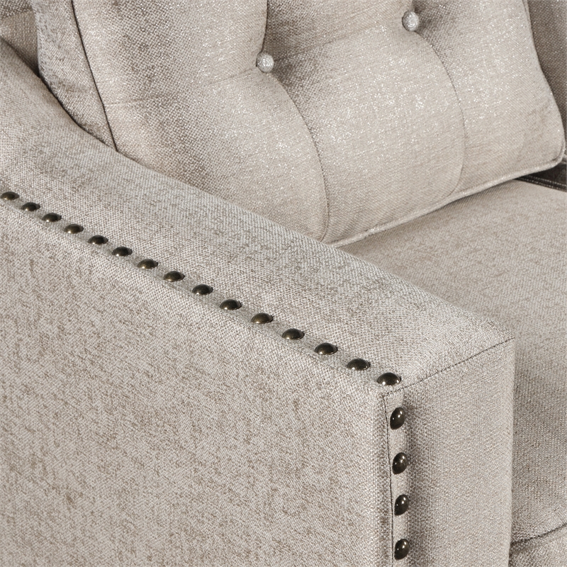 CRO Decor 3 Piece Sectional Sofa Set Living Room Linen Furniture (Beige)