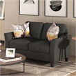 CRO Decor 2-Piece Linen Fabric Upholstered Sofa Set -Black (2+3 Seat)