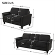CRO Decor 2-Piece Linen Fabric Upholstered Sofa Set -Black (2+3 Seat)