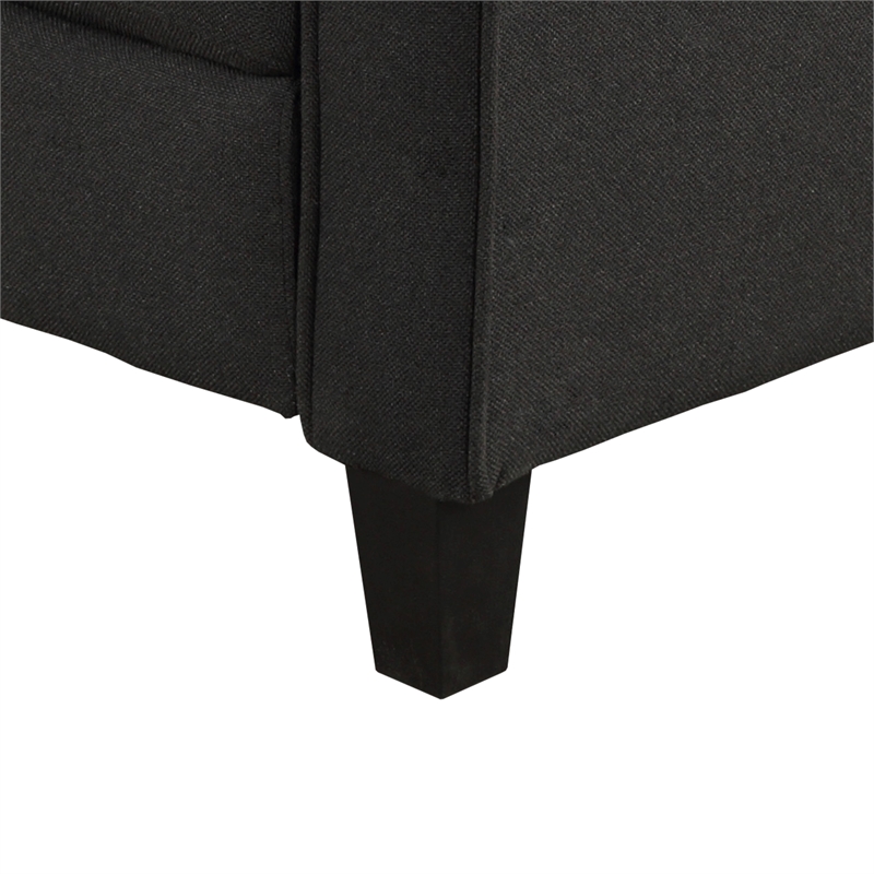 CRO Decor 2-Piece Linen Fabric Upholstered Sofa Set -Black (2+3 Seat)