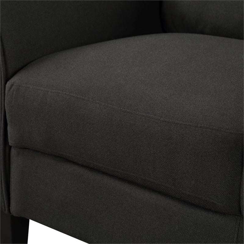 CRO Decor 2-Piece Linen Fabric Upholstered Sofa Set -Black (2+3 Seat)