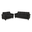 CRO Decor 2-Piece Linen Fabric Upholstered Sofa Set -Black (2+3 Seat)