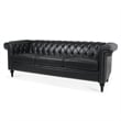 CRO Decor 83.5'' Traditional Square Arm Removable Cushion 3 Seater Sofa (Black)