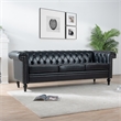 CRO Decor 83.5'' Traditional Square Arm Removable Cushion 3 Seater Sofa (Black)