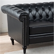 CRO Decor 83.5'' Traditional Square Arm Removable Cushion 3 Seater Sofa (Black)