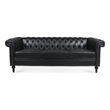 CRO Decor 83.5'' Traditional Square Arm Removable Cushion 3 Seater Sofa (Black)