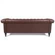 CRO Decor 83.5'' Traditional Square Arm Removable Cushion 3 Seater Sofa (Brown)