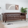 CRO Decor 83.5'' Traditional Square Arm Removable Cushion 3 Seater Sofa (Brown)