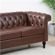 CRO Decor 83.5'' Traditional Square Arm Removable Cushion 3 Seater Sofa (Brown)