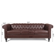 CRO Decor 83.5'' Traditional Square Arm Removable Cushion 3 Seater Sofa (Brown)