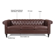 CRO Decor 83.5'' Traditional Square Arm Removable Cushion 3 Seater Sofa (Brown)