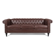 CRO Decor 83.5'' Traditional Square Arm Removable Cushion 3 Seater Sofa (Brown)