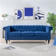 CRO Decor 83.5'' Traditional Square Arm Removable Cushion 3 Seater Sofa (Blue)
