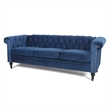 CRO Decor 83.5'' Traditional Square Arm Removable Cushion 3 Seater Sofa (Blue)