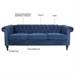 CRO Decor 83.5'' Traditional Square Arm Removable Cushion 3 Seater Sofa (Blue)