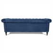 CRO Decor 83.5'' Traditional Square Arm Removable Cushion 3 Seater Sofa (Blue)