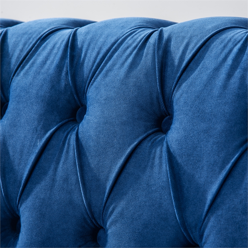 CRO Decor 83.5'' Traditional Square Arm Removable Cushion 3 Seater Sofa (Blue)