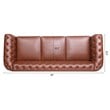 CRO Decor 84' BROWN PU Rolled Arm Chesterfield Three Seater Sofa-Brown