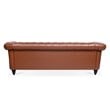 CRO Decor 84' BROWN PU Rolled Arm Chesterfield Three Seater Sofa-Brown