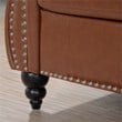 CRO Decor 84' BROWN PU Rolled Arm Chesterfield Three Seater Sofa-Brown