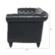 CRO Decor 84' BROWN PU Rolled Arm Chesterfield Three Seater Sofa-Black