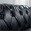CRO Decor 84' BROWN PU Rolled Arm Chesterfield Three Seater Sofa-Black