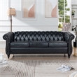 CRO Decor 84' BROWN PU Rolled Arm Chesterfield Three Seater Sofa-Black