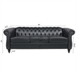 CRO Decor 84' BROWN PU Rolled Arm Chesterfield Three Seater Sofa-Black