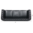 CRO Decor 84' BROWN PU Rolled Arm Chesterfield Three Seater Sofa-Black