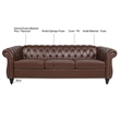 CRO Decor 84' BROWN PU Rolled Arm Chesterfield Three Seater Sofa (Dark Brown)