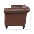 CRO Decor 84' BROWN PU Rolled Arm Chesterfield Three Seater Sofa (Dark Brown)