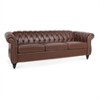 CRO Decor 84' BROWN PU Rolled Arm Chesterfield Three Seater Sofa (Dark Brown)