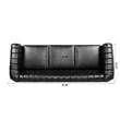 CRO Decor 84''W Rolled Arm Chesterfield Three Seater Leather Sofa in Black