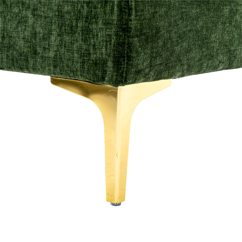 CRO Decor 4-piece U Shaped Fabric Sectional Sofa with Golden Legs in Green